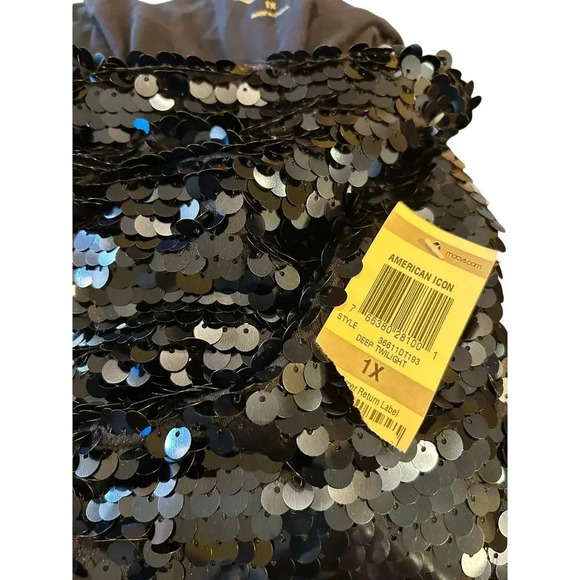 NWT Inc International Concepts Woman Sequined Drape Neck Tank Deep Blue Size 1X - Picture 7 of 7